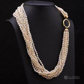 COLLANA MULTIFILO DI PERLE BAROCCHE DA 4 A 2.50 MM