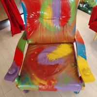 Poltrona in vera pelle –pezzo unico dipinto a mano