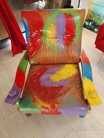 Poltrona in vera pelle –pezzo unico dipinto a mano