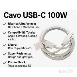 ⚡ Cavo USB-C 100W - Ricarica ULTRA Rapida - 1m