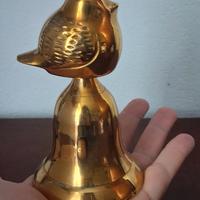 Campana vintage in ottone, epoca 1900, passerotto