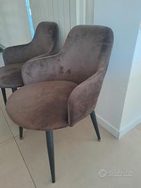 6 sedie/poltrone in velluto 