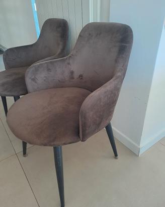6 sedie/poltrone in velluto 