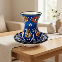 Vasetto turco, ceramica Iznik, piattino