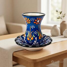Vasetto turco, ceramica Iznik, piattino