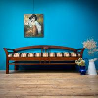 DIVANO STILE LIBERTY NOCE MASSICCIO DIVANETTO DA 3