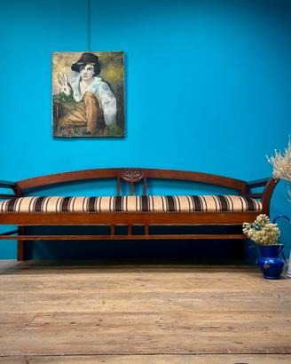 DIVANO STILE LIBERTY NOCE MASSICCIO DIVANETTO DA 3