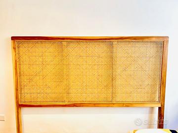 Testiera letto rattan  e rovere