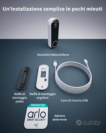 Arlo Essential 2K Videocitofono, Telecamera WiFi E