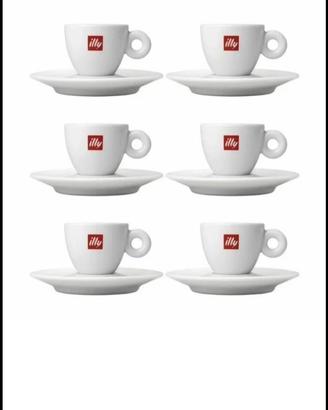 Illy 6 Tazzine Caffè Bar + Piattini Porcellana IPA