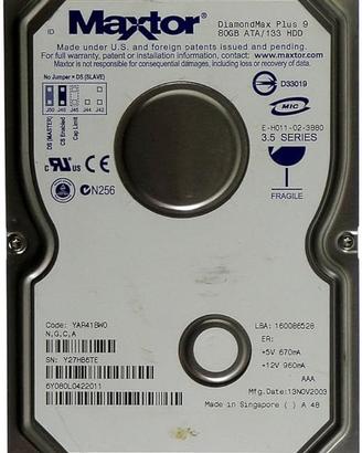 Maxtor Hard Disk 80GB AT HDD DiamondMax Plus 9 ATA