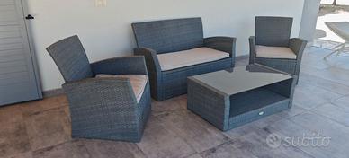Salottino per esterni in Rattan grigio