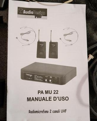 Audiodesign Pro PMU 22 RAdiomicrofono 2 canali UHF