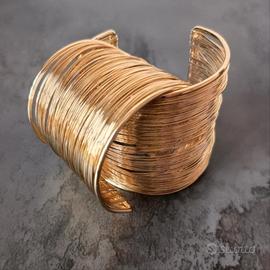 Bracciali Rigidi Dorati Donna Set 2 Multi Filo