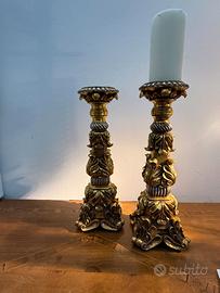 Coppia candelabri color oro e argento