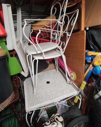 tavolo in ferro battuto con 2 sedie per giardino
