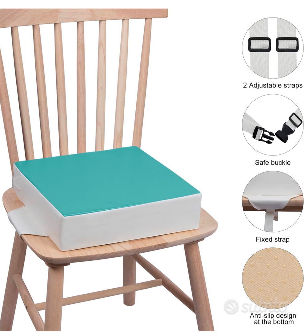 Rialzo Sedia Per Bambini | Cuscino Antiscivolo Con Doppia Cinghia | Spugna 45D, Design Animaletto, Nero - Foto 2