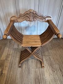 Sedia savonarola  rinascimentale in noce