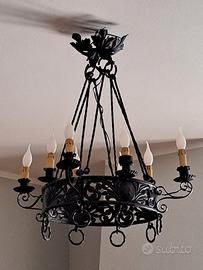 lampadario in ferro battuto 