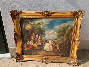 Quadro olio su tela con cornice dorata