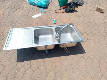 lavabo inox 2 vasche e gocciolatoio