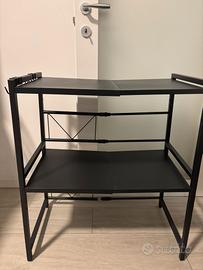 Scaffale porta microonde estensibile nero a 2 rip.