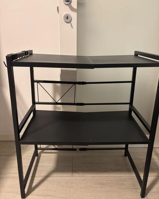 Scaffale porta microonde estensibile nero a 2 rip.