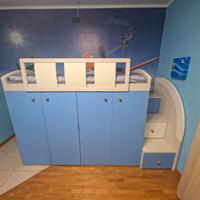 Cabina armadio soppalco letto bambino255/175/95blu