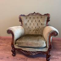 Poltrona vintage in velluto verde