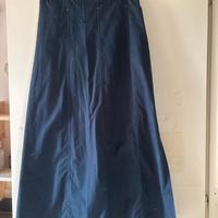 Gonna lunga blu navy in cotone