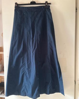 Gonna lunga blu navy in cotone