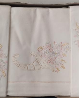 Lenzuola felpate 2P matrimoniali BIANCO + applicaz