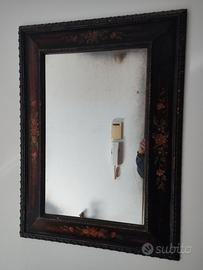 Specchio antico  cornice in legno dipinta a mano