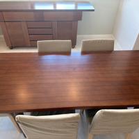 Tavolo fisso + credenza vintage anni 70 Noce