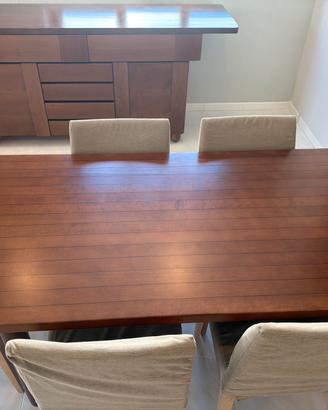 Tavolo fisso + credenza vintage anni 70 Noce