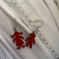 Coppia orecchini bambino e bambina laccati rosso