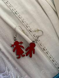 Coppia orecchini bambino e bambina laccati rosso