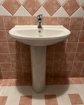 Lavabo con colonna – in ceramica, colore bianco