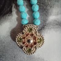 collana arg925  e quadrifoglio con  zaffiri