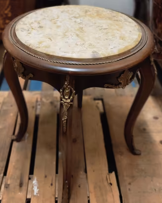 Tavolino da Salotto con Piano in Marmo e bronzo