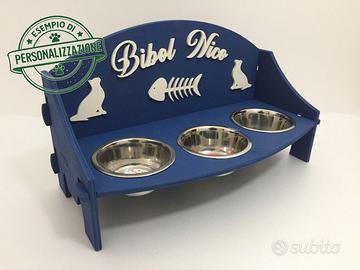 Supporto Ciotole Personalizzato con 3 ciotole