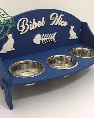 Supporto Ciotole Personalizzato con 3 ciotole