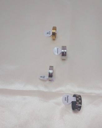 set 4 anelli acciaio inox misura 18 nuovi unisex