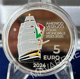 ITALIA 2024 VESPUCCI MONETA ARGENT0 5 EURO