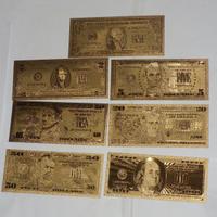 7 PZ BANCONOTE LAMINATI ORO "U.S.A."