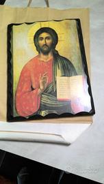 Quadro del Volto di Gesù dipinto a mano su legno 