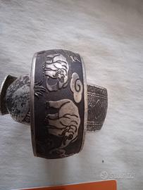 BRACCIALI ARGENTATI DECORATI A MANO