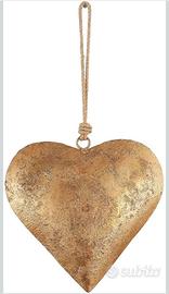 Grande Cuore Decorativo Metallo Oro Antico