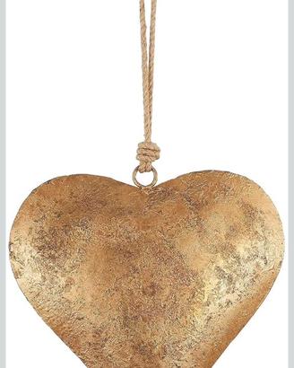 Grande Cuore Decorativo Metallo Oro Antico