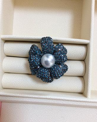 Anello alta bigiotteria strass turchese